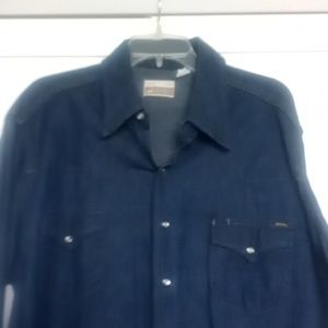 Vintage Sears and Roebuck Denim Western Wear Long Sleeve Snaps Buttons XL EUC